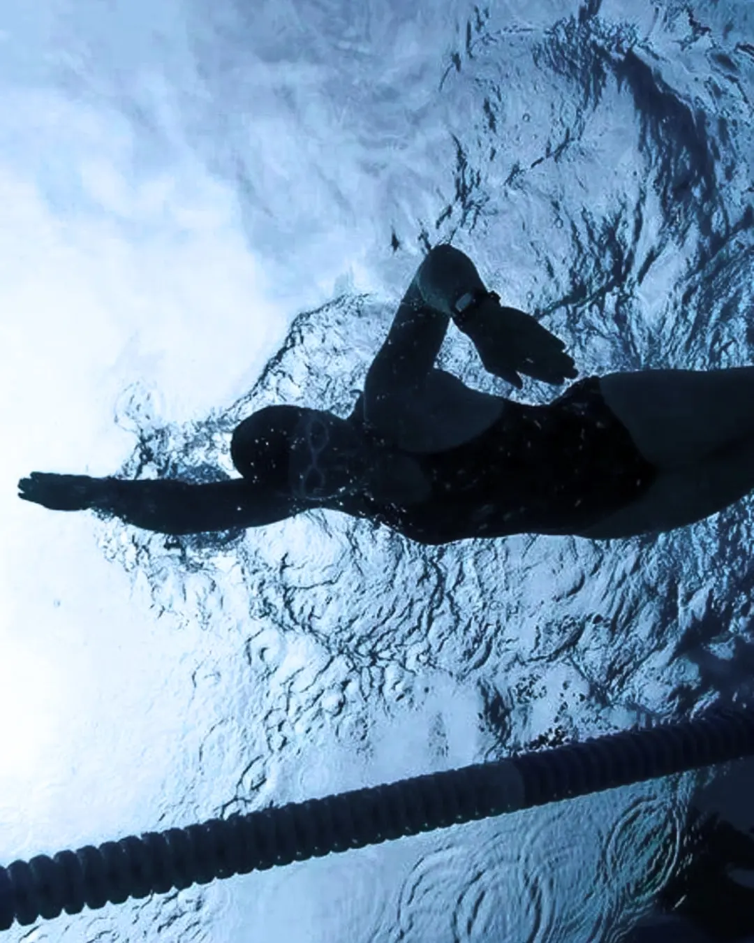 Swimmer underwater during training